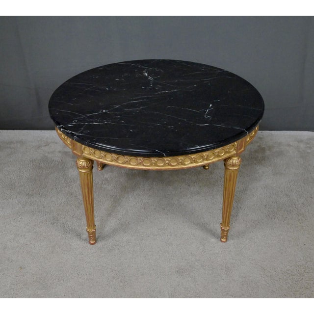 Mid-Century Louis XVI Style Marble and Giltwood Coffee Table For Sale - Image 11 of 16