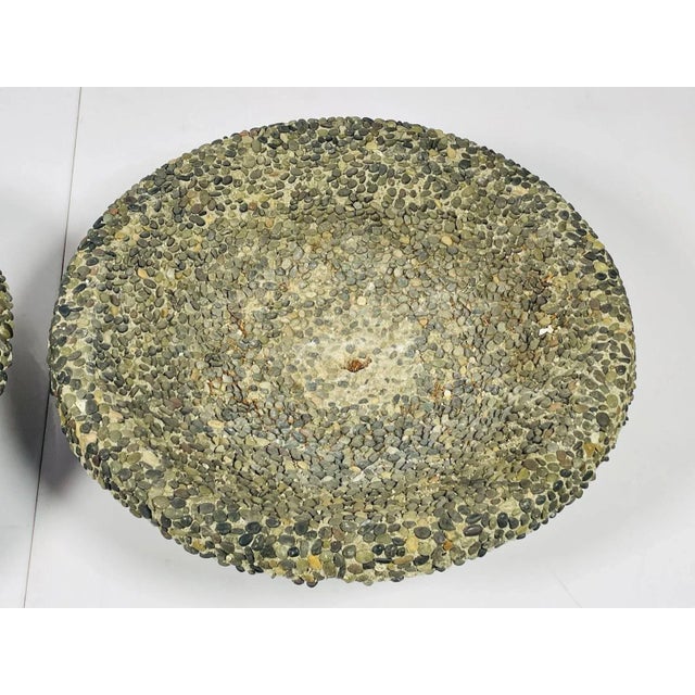 1980s Vintage Pebble Stone & Concrete Planters, a Pair For Sale - Image 5 of 13