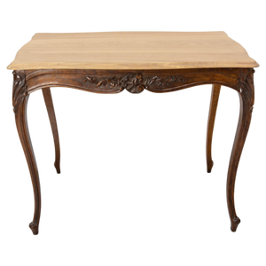 French Louis XV Style Walnut & Oak Side Table with Hidden Drawer, 1900s