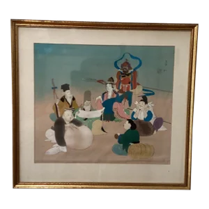 Mid 20th Century Fine Chinese Painting With Calligraphy Framed
