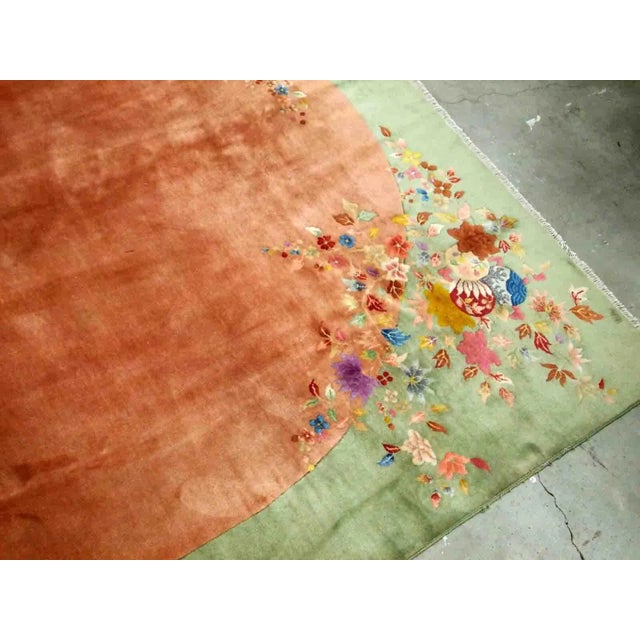 Art Deco 1920s Antique Handmade Art Deco Chinese Rug For Sale - Image 3 of 10