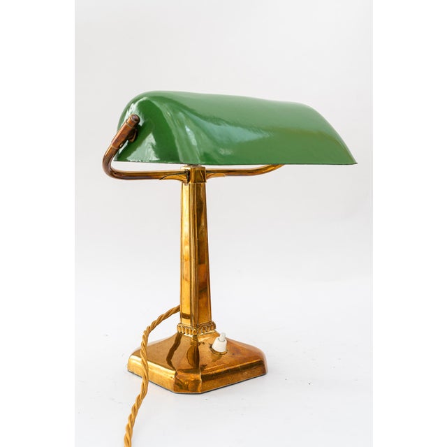 1920s Art Deco Table Lamp in Enameled Shade, Vienna, 1920s For Sale - Image 5 of 18