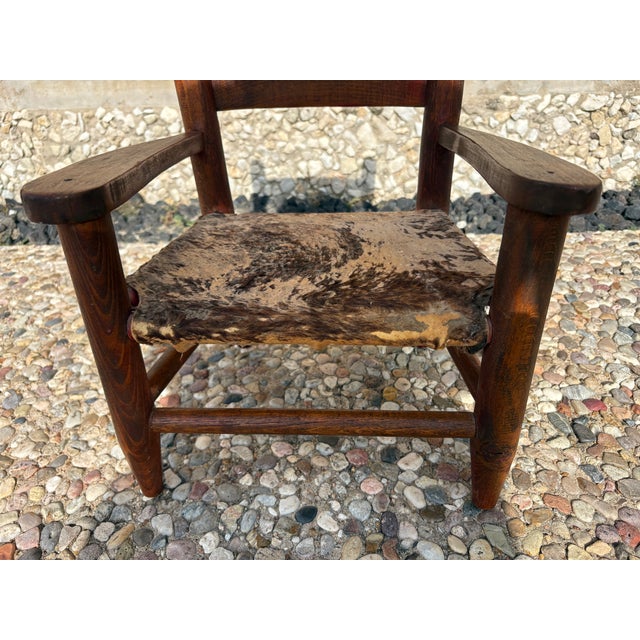 Vintage Children's Chair With Hide Upholstery For Sale - Image 6 of 11