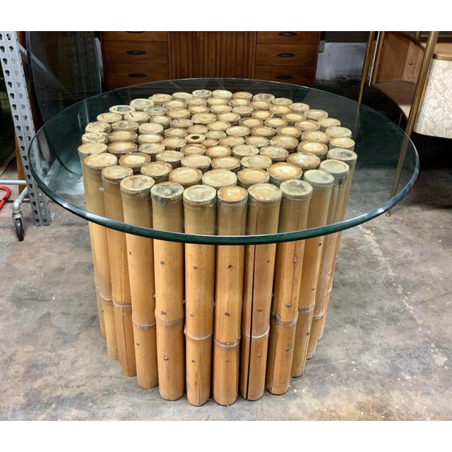 1960s Natural Bamboo Base Dining Table For Sale - Image 11 of 11