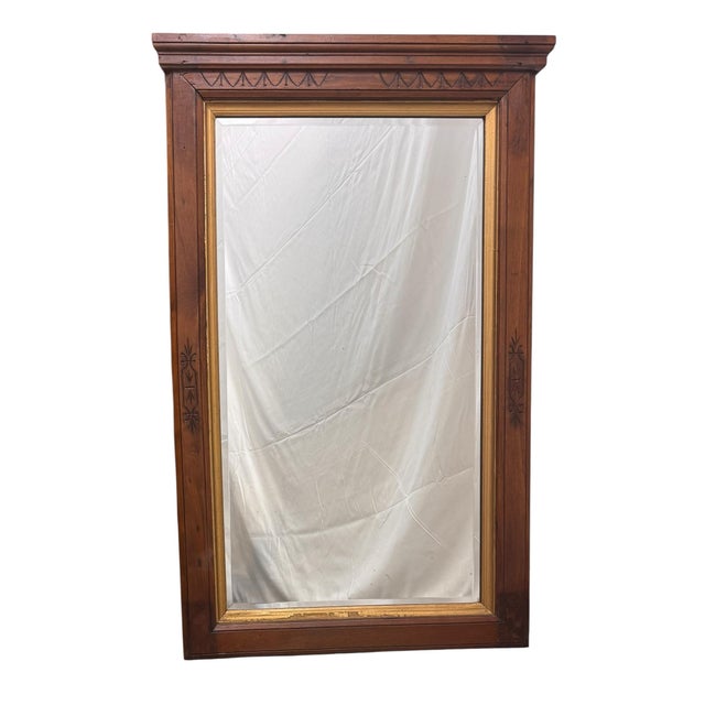 Vintage Victorian Style Mahogany Wall Mirror For Sale In Greensboro - Image 6 of 6