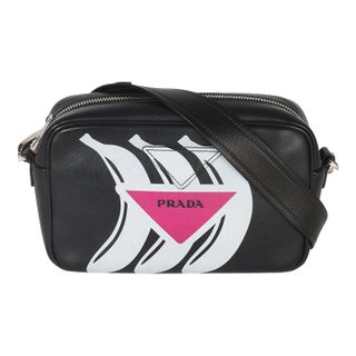 Black Pink Calfskin Banana Logo Crossbody Bag For Sale