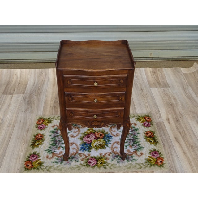 Louis Xv Style Walnut Bedside Table, 1960s For Sale - Image 9 of 18