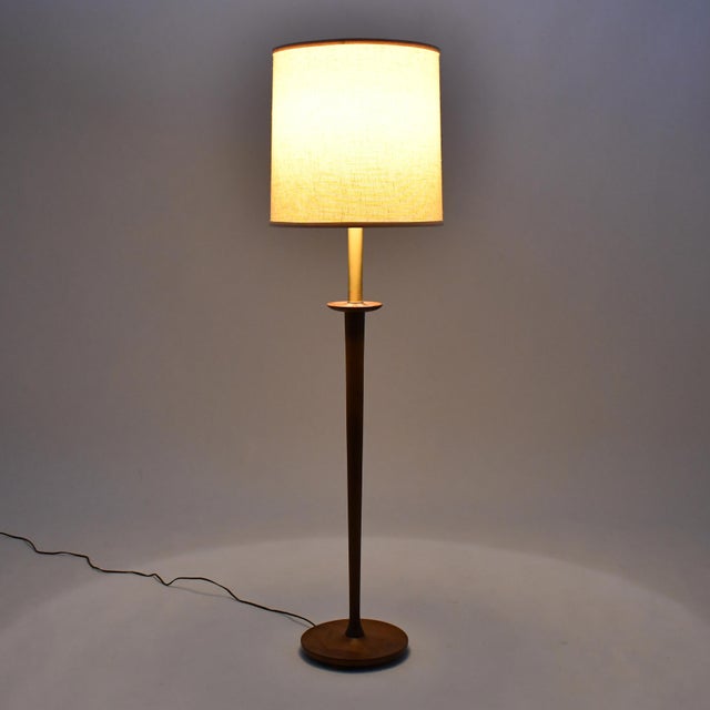 Mid 20th Century Mid Century Modern Walnut Floor Lamp with Sculpted Details For Sale - Image 4 of 8