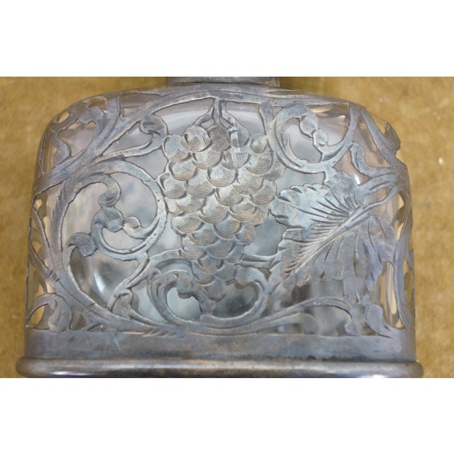 Antique Art Nouveau Sterling Silver Grapevine Pocket Hip 3/4 Pint Flask 5" For Sale - Image 13 of 15