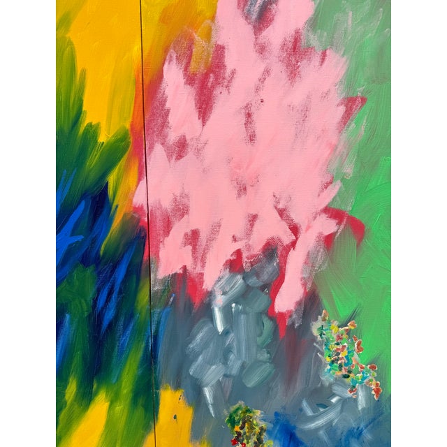 Large “Sand Stars” Abstract Expressionist Triptych by Nina Smith, 1985 – Original Signed Acrylic on Canvas Painting For Sale In San Francisco - Image 6 of 8
