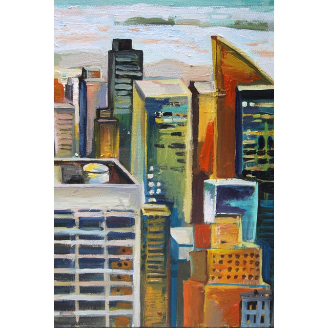 "Aerial View of Empire State Building" Contemporary Expressionist Large Acrylic Oil Painting by Natalia Bessonova For Sale In New York - Image 6 of 10