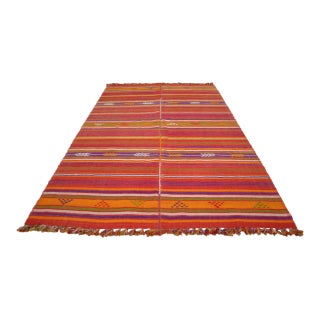 1970s Hand Made Turkish Kilim Rug Couch Cover - 5′3″ X 8′9″ For Sale