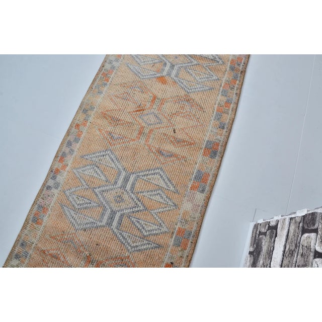 Turkish Vintage Turkish Rug, Japandi Style Geometric Runner For Sale - Image 3 of 10