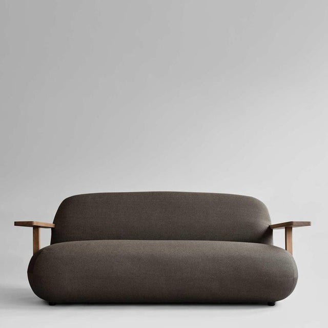 Wood Toe Sofa in Stone Gray Teak and Outdoor Fabric by Tommy Hyldahl For Sale - Image 7 of 8