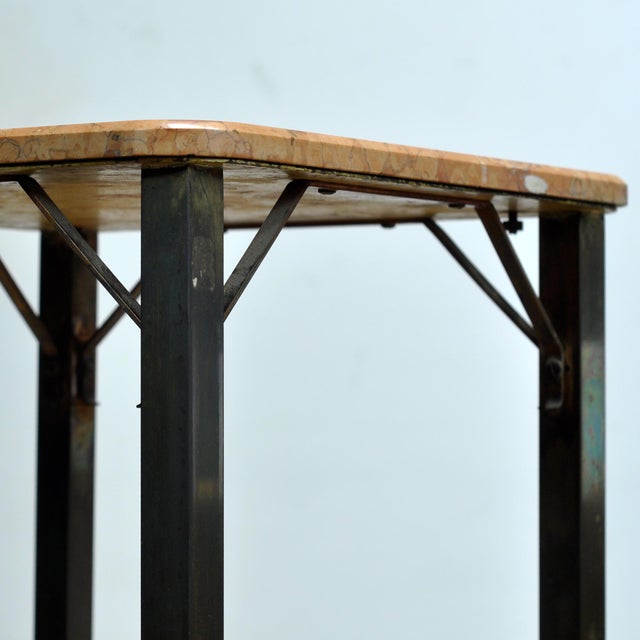 French Marble and Brass Side Table, 1920 For Sale - Image 6 of 9