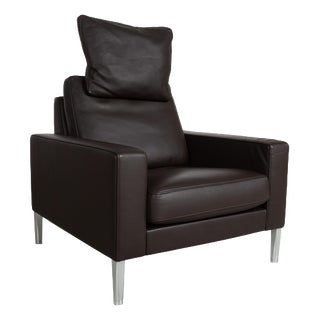 Black Leather Chair from FSM For Sale