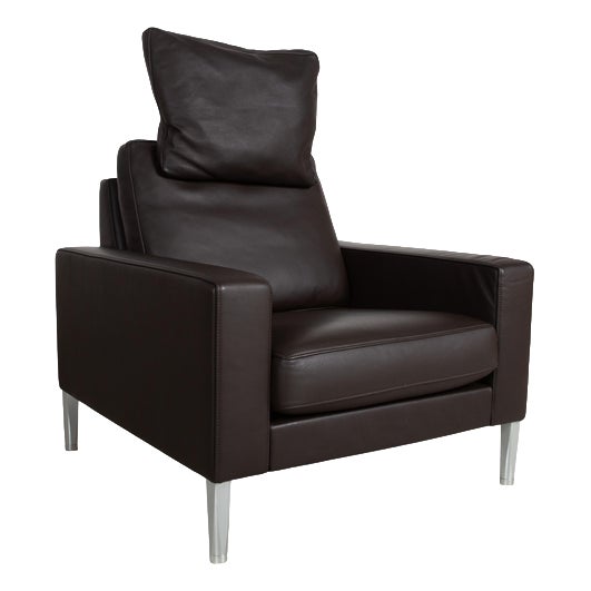 Black Leather Chair from FSM For Sale