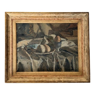 Painting "Two Eggs and One Soft-Boiled Egg," Oil on Cardboard, Signed Leon Nancey (1893-1972), France For Sale