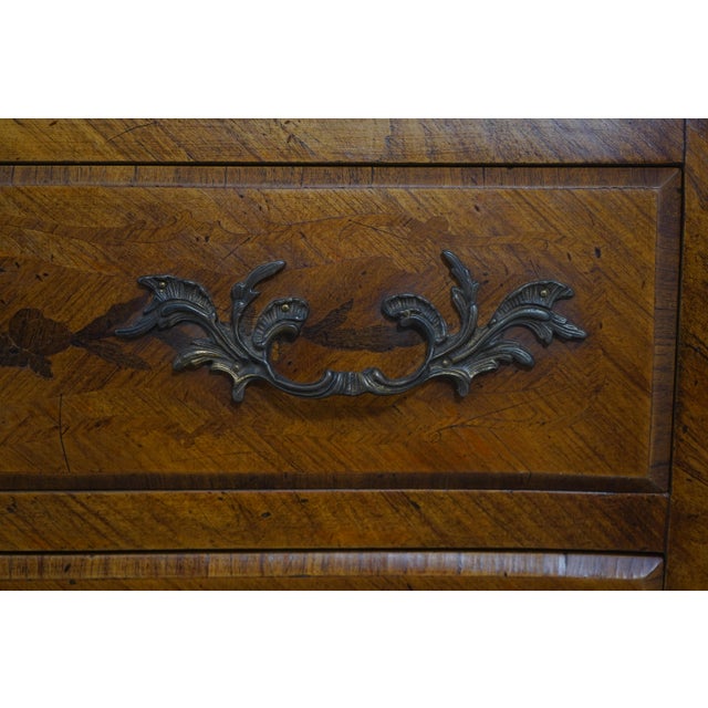 Vintage French Louis XV Style Bombe Marble Top Commode Chest For Sale - Image 11 of 18