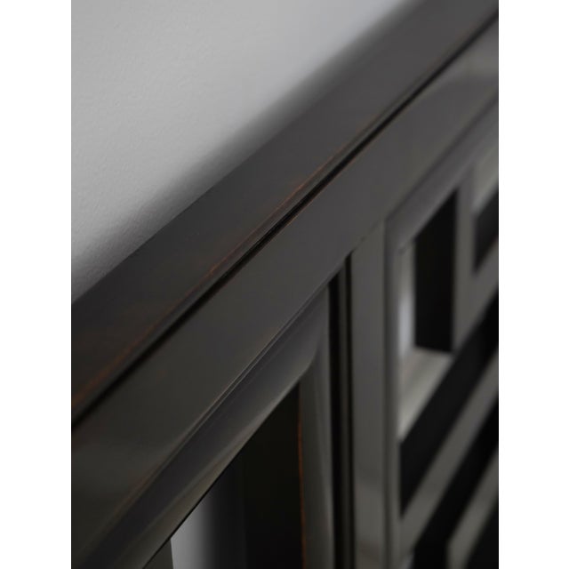 Hollywood Regency Century Black Painted Queen Size Headboard For Sale - Image 3 of 10