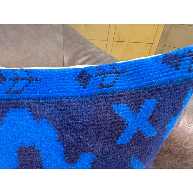 Asymmetric Blue Rug Pillow Cover For Sale - Image 9 of 14
