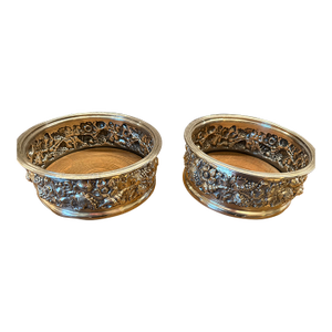 Pair of 1960s English Sterling Silver Bottle Coasters