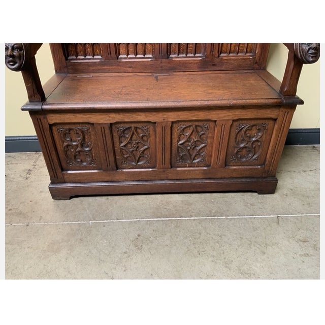 Late 19th Century Antique Neo-Gothic Chest Bench, 1880 For Sale - Image 5 of 14