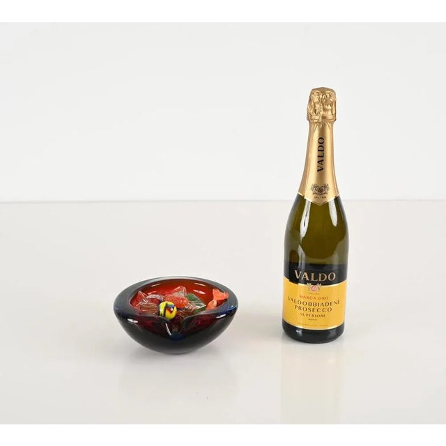 Glass Blue and Red Sommerso Murano Glass Heart-Shaped Bowl by Flavio Poli, Italy, 1960s For Sale - Image 7 of 11