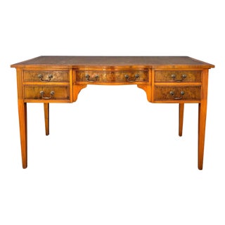 English Georgian Revival Walnut Writing Desk with Drop Leaves, Mid-20th Century For Sale
