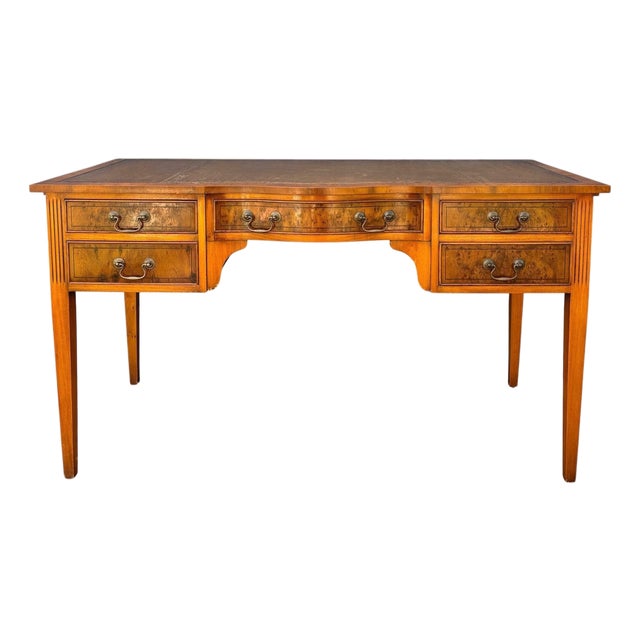 English Georgian Revival Walnut Writing Desk with Drop Leaves, Mid-20th Century For Sale