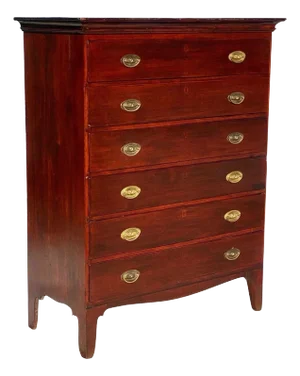 19th Century Antique Cherry 6 Drawer Hepplewhite Dresser / Tall Chest