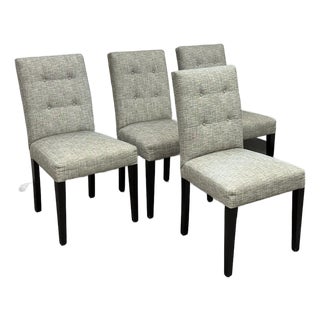 Crate & Barrel Tufted Parsons Dining Chairs, Set of Four For Sale
