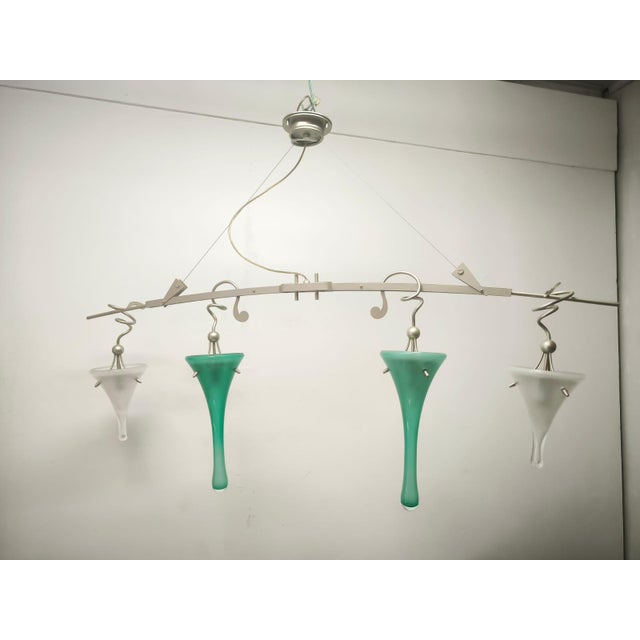 Aqua Four-Light Suspension Lamp International, 1990s For Sale - Image 8 of 14