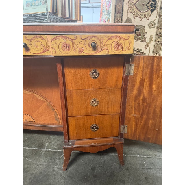 Brown Early 20th-Century Antique Venetian Neoclassical Painted Vanity For Sale - Image 8 of 15