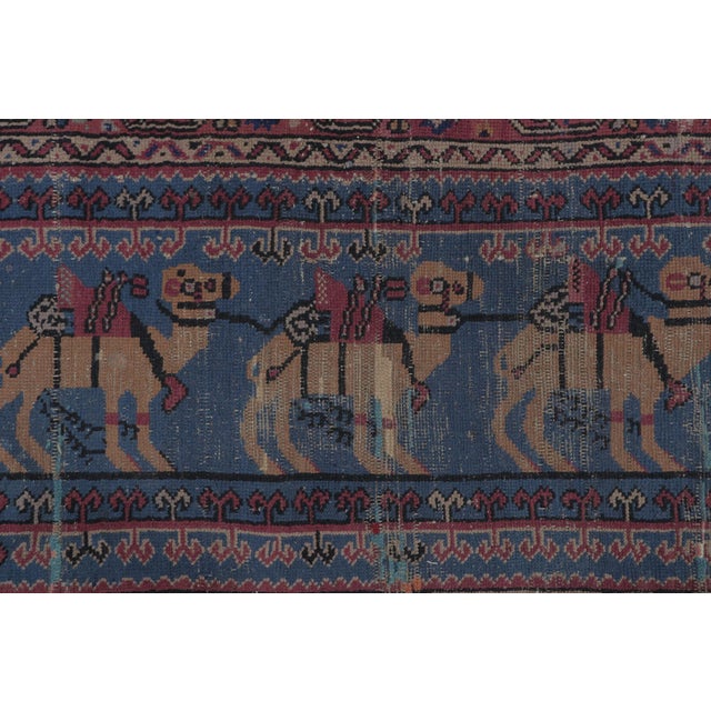 Traditional Vintage Anatolian Rug With Sparta Camel Design in Blue and Gold - Rug & Kilim For Sale - Image 3 of 7