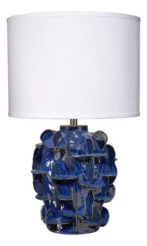 Jamie Young Helios Ceramic Table Lamp with Linen Shade, Blue