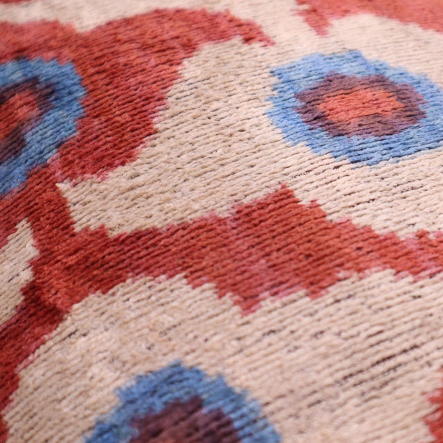 Mid-Century Modern Contemporary Orangy Red Velvet Throw Pillow & Down Insert For Sale - Image 3 of 6