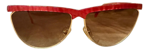 1980s Vintage Red Acetate Oversized Cat-Eyes Sunglasses by Laura Biagiotti