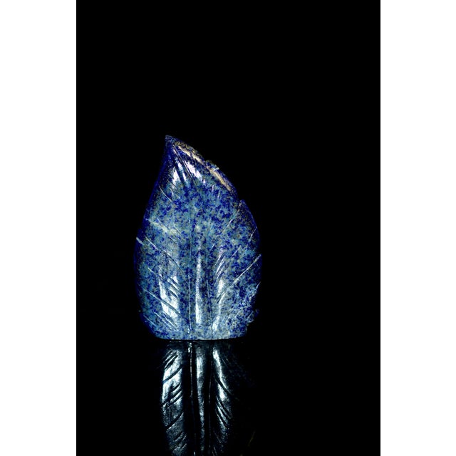 Lapis Lazuli Buddha Bodhi Leaf Indian Finely Carved Blue Natural Gemstone For Sale In Los Angeles - Image 6 of 8