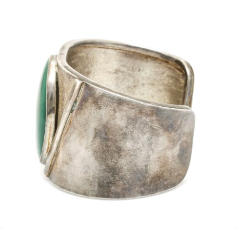 1970s 1970s Modernist Sterling Silver Malachite Cuff For Sale - Image 5 of 6