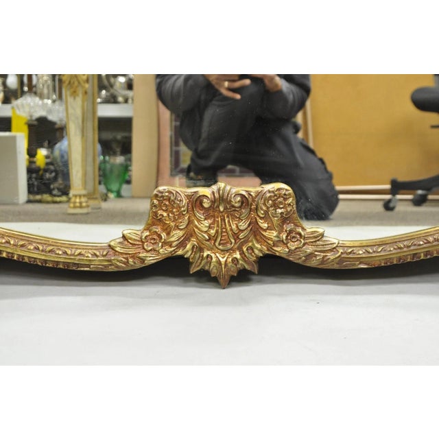 Vintage French Rococo Large Gold Wall Mirror With Bisque Figural Lovers Plaques For Sale - Image 9 of 12