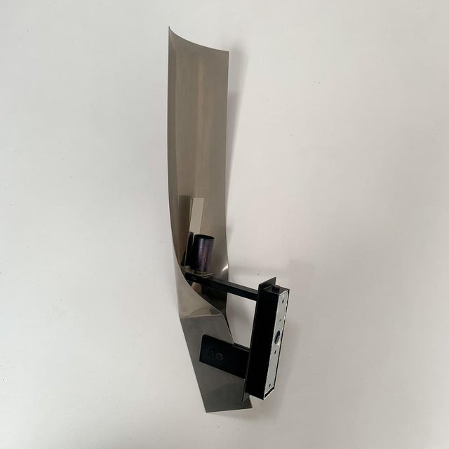 Large Metal Sconce in the style of Michel Boyer, France, 1970s For Sale - Image 15 of 17