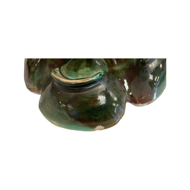 Ceramic Late 19th Century Lavender and Yellow Shell 4-Compartment Majolica Dish For Sale - Image 7 of 8
