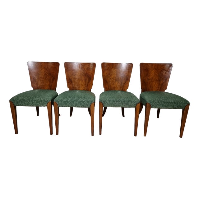 Art Deco Dining Chairs attributed to Jindrich Halabala, 1940s, Set of 4 For Sale