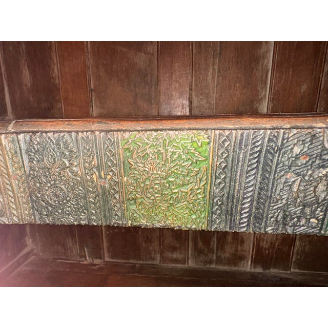 Late 20th Century Indian Hand-Carved Solid Wood Bookcase With Intricate Carved Panels For Sale In Miami - Image 6 of 13