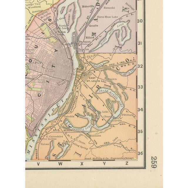 Antique Map of St. Louis with Forest Park from Rand McNally, 1899 For Sale - Image 9 of 12