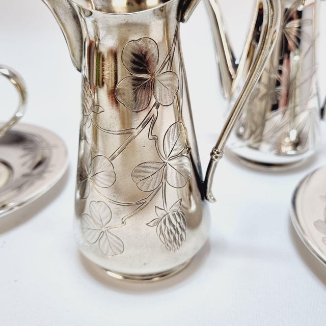 Art Nouveau Alpaca Silver Coffee Service, 1890s, Set of 7 For Sale - Image 10 of 18