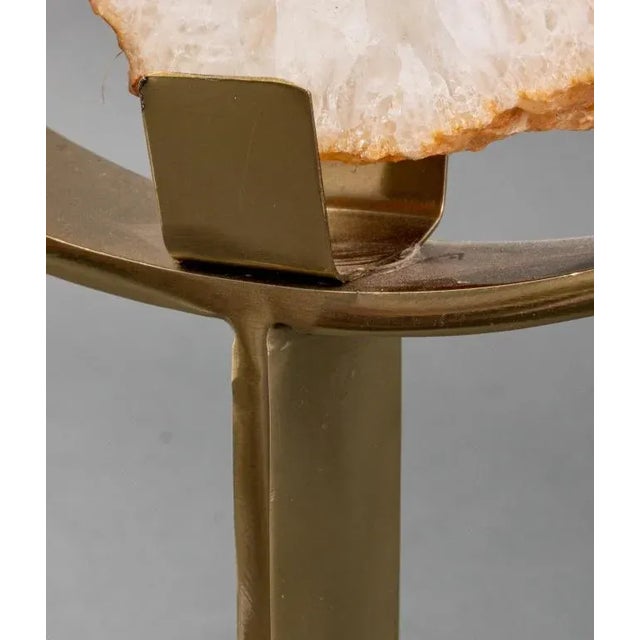 Metal Quartz Crystal Mineral Specimen on Brass Stand For Sale - Image 7 of 9