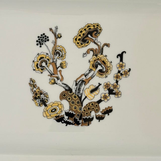 A wonderfully graphic mid-century porcelain serving platter by Mosa Maastricht of Holland, circa 1960s. Set against crisp...