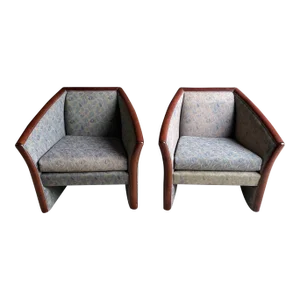 1990s Vintage Gunlocke Club Chairs - a Pair